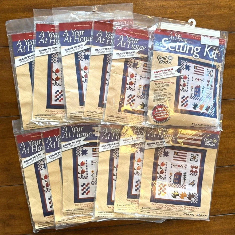 Joann Fabrics Quilt Kit A Year at Home Patterns + Fabric Block of the Month NOS